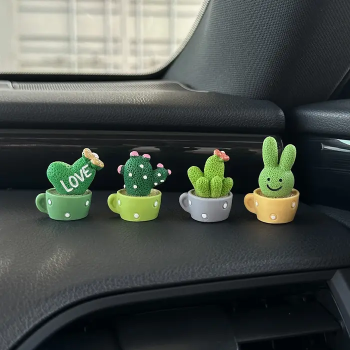 4 décorations de voiture en forme de cactus