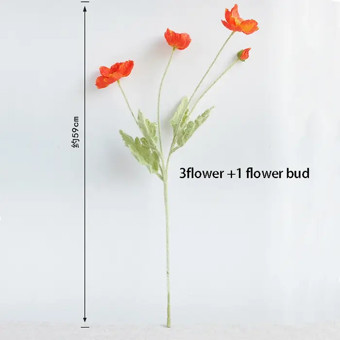 1 pièces fleur artificielle soie maïs coquelicot 53cm vraie touche fausse plante pour décoration de mariage fleurs
