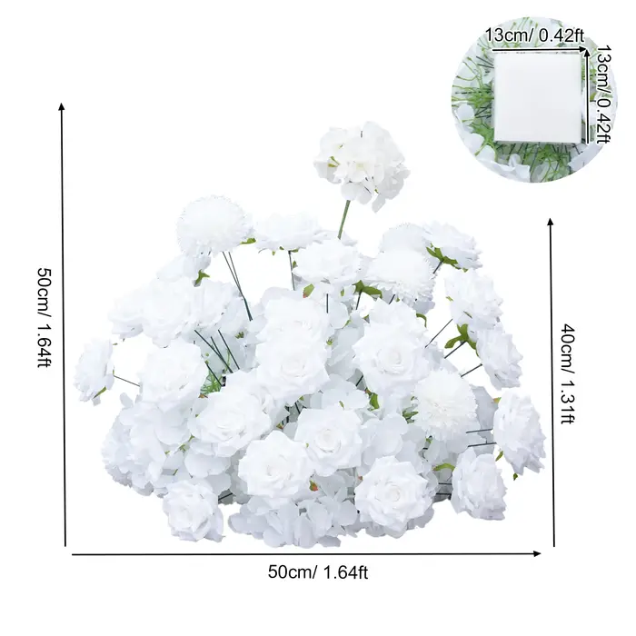 X7749 Arrangements floraux de mariage en hortensias et orchidées blanc pur, décorations en carton KT