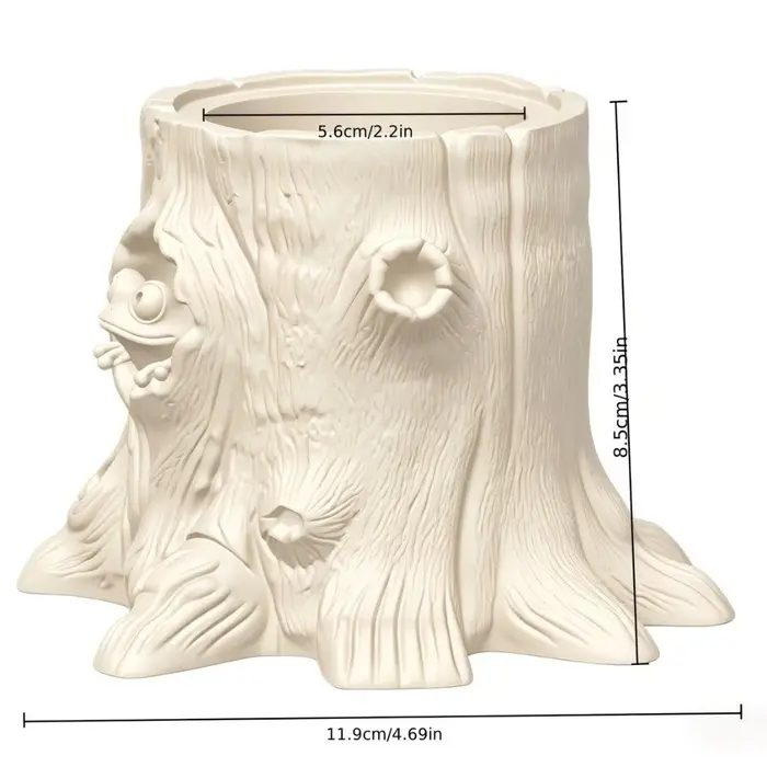 Pot de fleurs décoratif en forme de grenouille, imprimé en 3D, unique, en forme de tronc d'arbre, original, pour bureau.