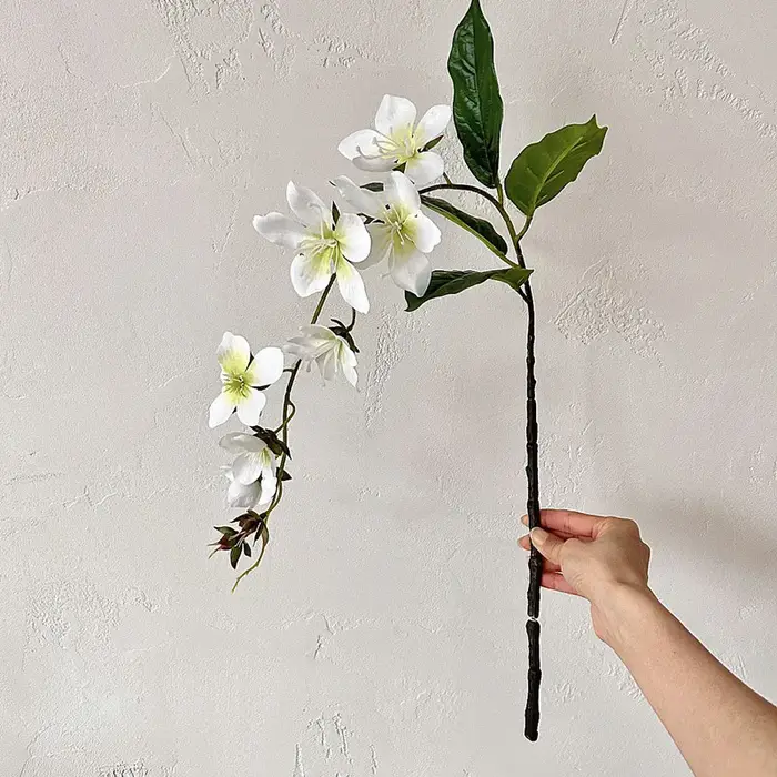 Fleurs artificielles suspendues de jasmin, 1 pièce, fausse fleur de luxe en soie, longue branche, dé