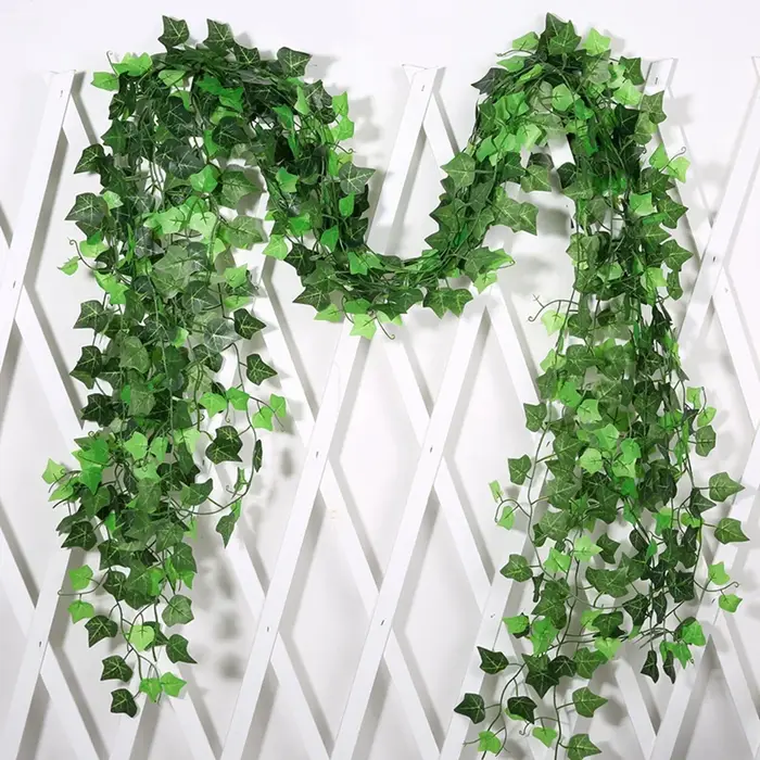 210cm Fleurs Artificielles Faux Plantes Lierre Vignes Soie Feuilles Vertes Liane Pour La Maison Chambre Décor Jardin