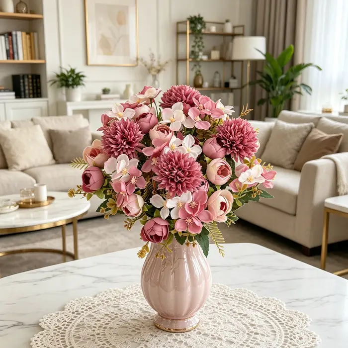 Fleurs Artificielles Bourgeons de Thé Hortensia pour Fêtes Maison Artisanat Vases Table Jardins Extérieurs Cour Mariage Bouquet de Mariée DIY Cadeaux Décoration