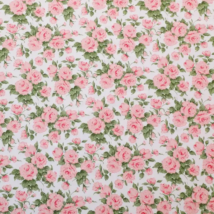 Tissu en coton imprimé avec grille de fleurs de roses rouges