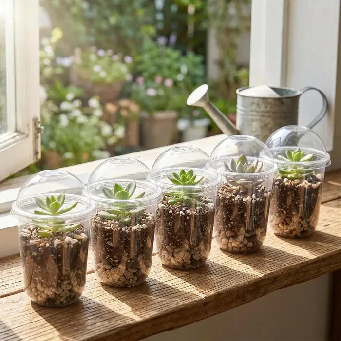 Pot de culture transparent avec couvercle