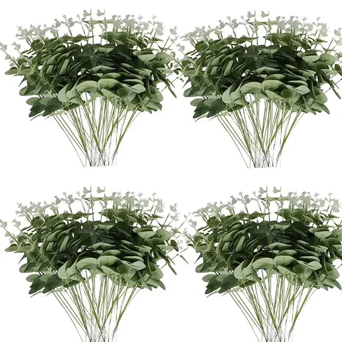 Tiges d'eucalyptus artificielles, 100 pièces, fausses feuilles vertes, plante d'eucalyptus pour Arra