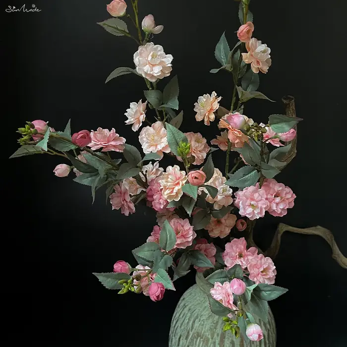 SunMade-Fleurs de camélia artificielles à longue branche