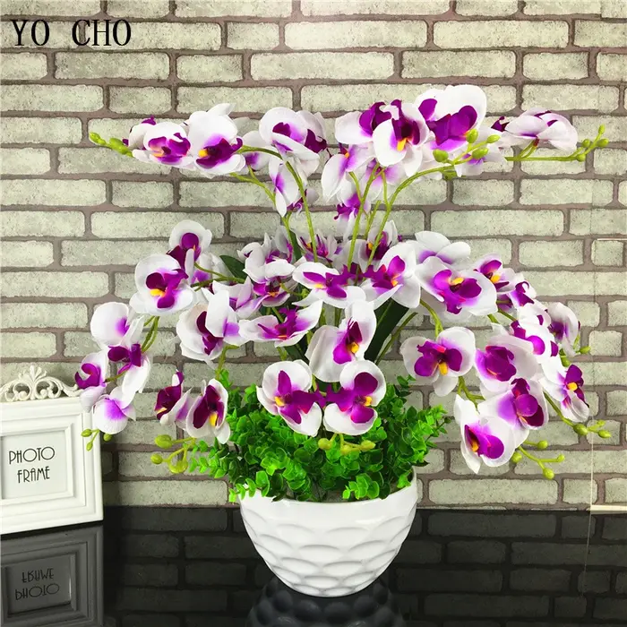 YO CHO fleurs en soie décoration de mariage à la maison mode 7 fourchettes orchidée papillon