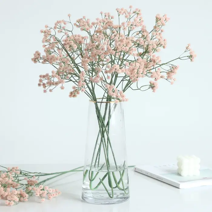 Fleurs artificielles gypsophile bon marché en plastique blanc rose bleu