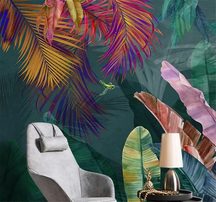 Plantes personnalisées feuille de bananier papel de parede 3d papier peint mural salon décor TV fond