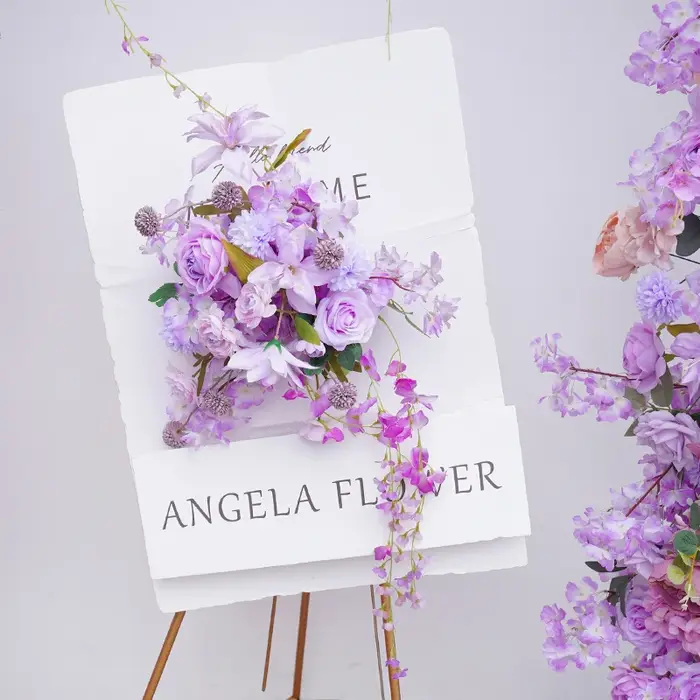 C8645 violet Rose cerisier fleur mariage arc décor Arrangement Floral signe