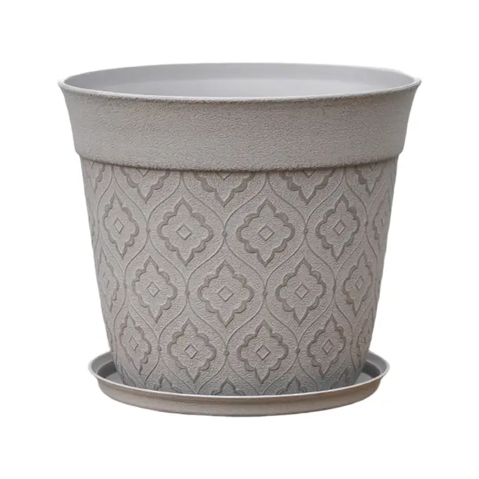 Pot de fleurs en plastique de 8 pouces avec trous de drainage et soucoupe