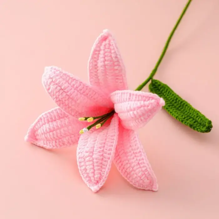 Romanti Crochet Lily Bouquet de fleurs artificielles créatif tissé à la main bureau mariage maison r