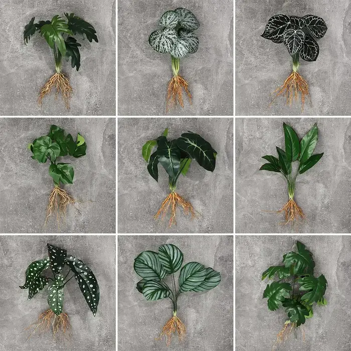 Verdure de simulation de plantes hydroponiques artificielles avec plante racine