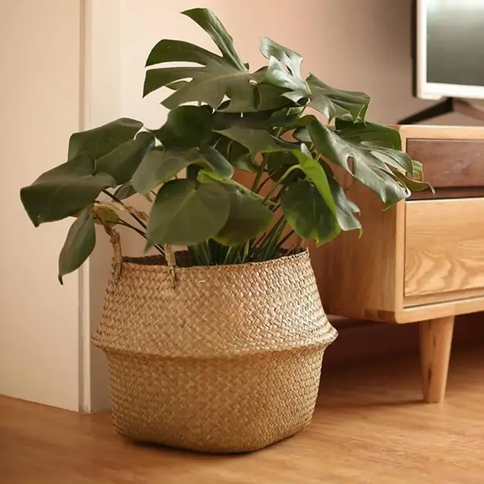 Tissé sale stockage jonc de mer osier rotin suspendu Pot de fleur plante organisateur jardin Gadgets support Ganzш Kala Для Цтатов
