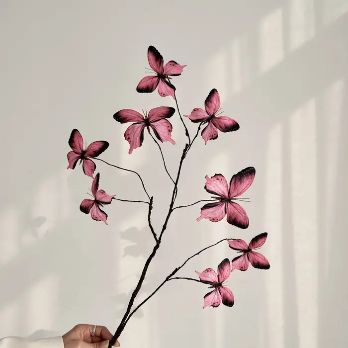 Fleurs papillon artificielles de 27.6 pouces, avec Branches séchées, Faux Arrangement Floral pour dé