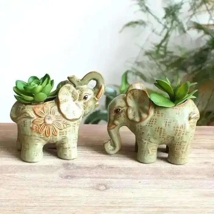 Nouveau pot de fleurs en céramique vintage en forme d'éléphant