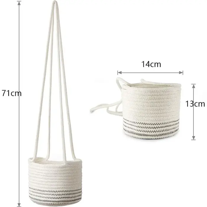 Jardinière suspendue de jardin, panier de stockage de plantes tissées, porte-fleurs d'intérieur et d