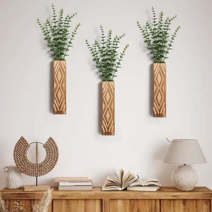Vase mural en bois de style bohème pour la décoration de la maison