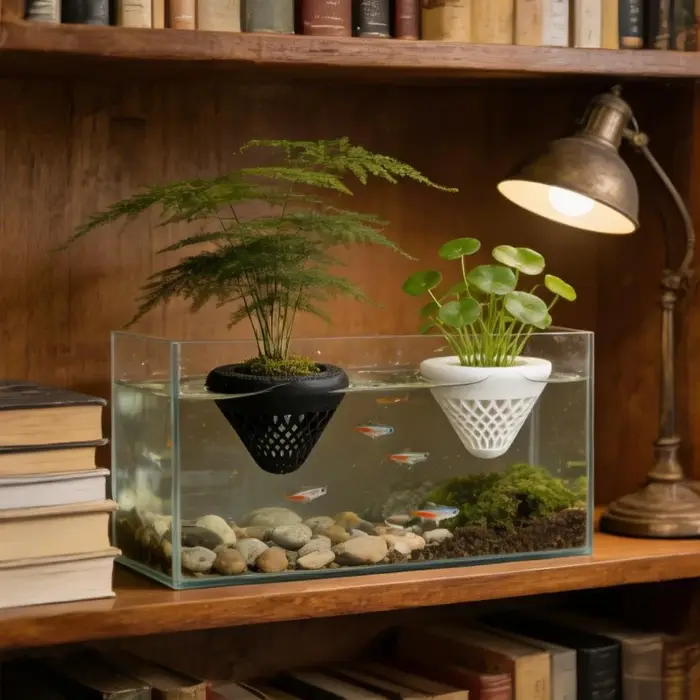 Pot de fleurs flottant hydroponique, décoration de paysage d'aquarium, mini-plante aquatique, planteur, accessoires aquatiques pour aquarium