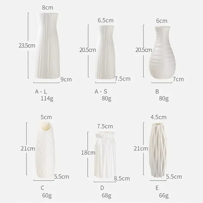 Vase en plastique nordique simple, petit pot de fleur frais, bouteille de rangement pour fleurs, sal