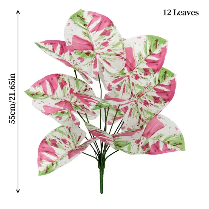 12/18/24 Feuilles de plantes artificielles en soie, multicolores, imitation de feuilles de Colocasia