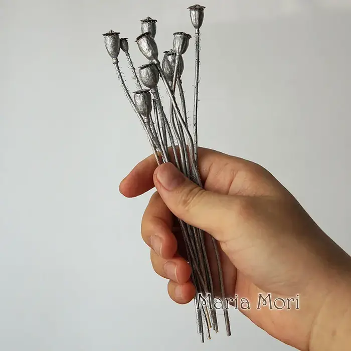 10 pièces/fleurs conservées maïs coquelicot fruits décoration de la maison bricolage matériel colle cristal bougies faites à la main fleurs époxy or argent
