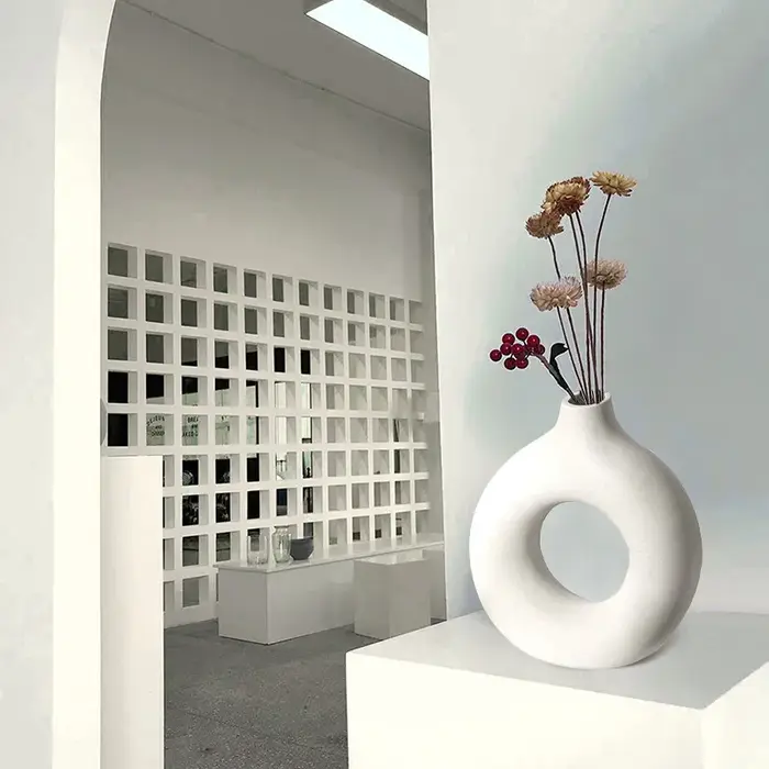Pot de fleur en céramique creux circulaire nordique