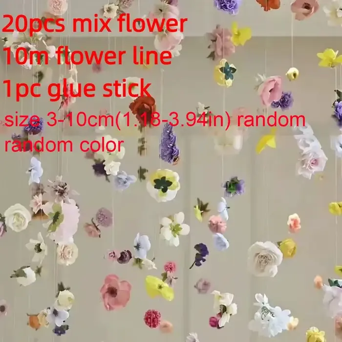 Rideau de fleurs artificielles flottantes de style bohème