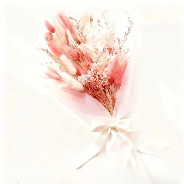 Bouquet de fleurs séchées roses éternelles, queues de lapin naturelles, herbe, cadeaux de vacances pour la saint-valentin, décoration de chambre à coucher, Souvenirs de mariage