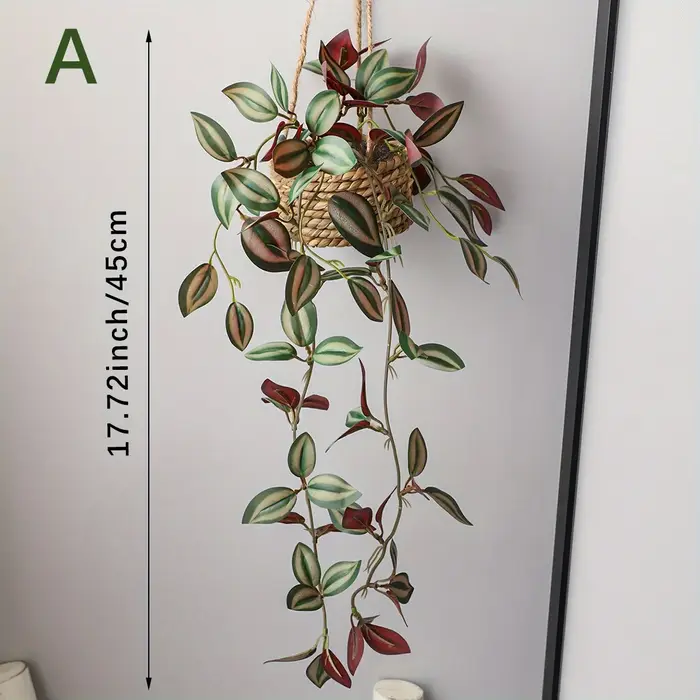 XIYA fleur artificielle suspendue herbe plante en pot Zebrina Peperomia Fittonia