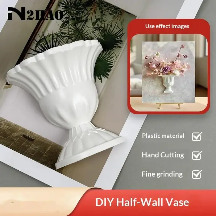 Vase mural demi-cercle blanc pour peinture à l'huile à la française