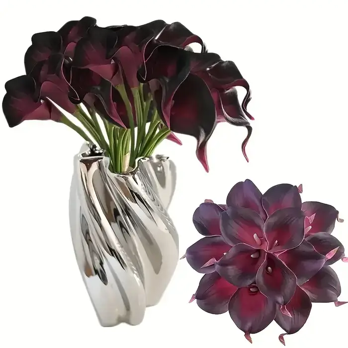 Bouquet de lys Calla artificiel – Fausses fleurs violettes réalistes pour mariages