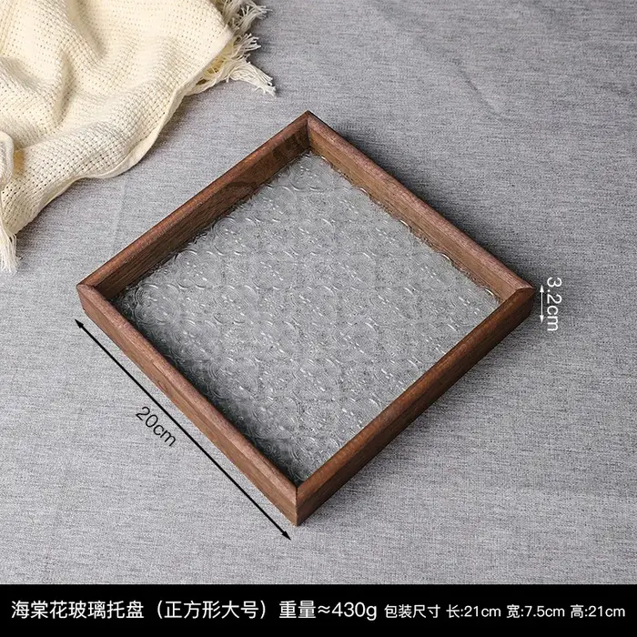 Haitang – plateau en verre à fleurs Vintage, décoration légère de luxe créative pour la maison, salo