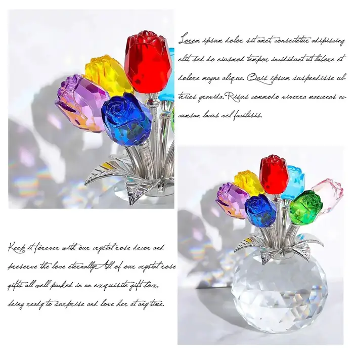 Rose en cristal avec vase