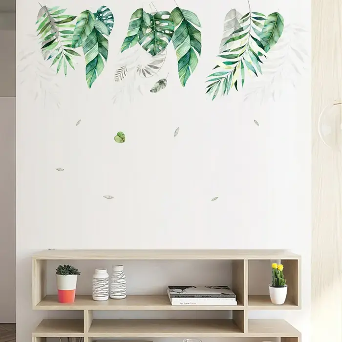 Sticker mural grande feuille de végétation tropicale