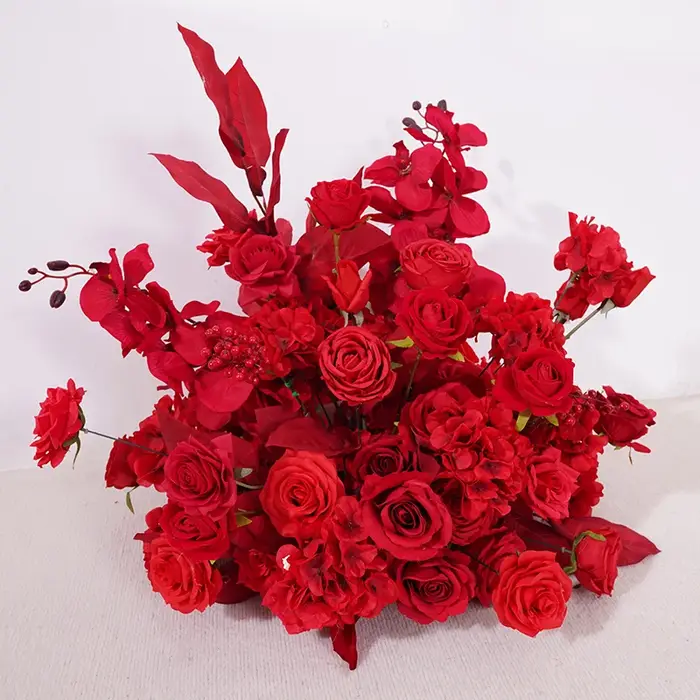 Rose rouge plancher fleur rangée mariage événement Arrangement Floral accessoire fête route plomb décoration fenêtre affichage Photo fournitures H875203