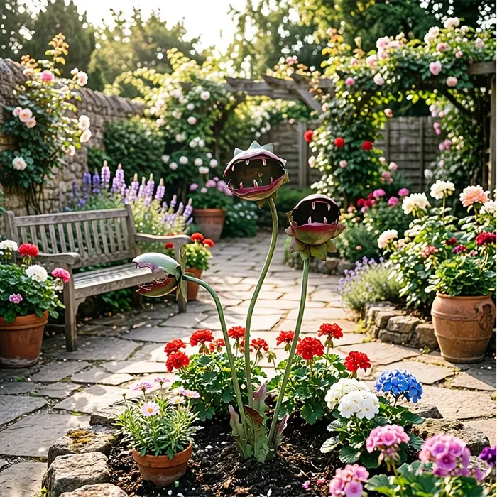 Piquet de jardin en métal pour plantes carnivores