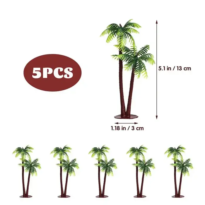 Décor d'arbre en noix de coco, 5 pièces, plantes miniatures, palmiers, artisanat, décorations d'aqua