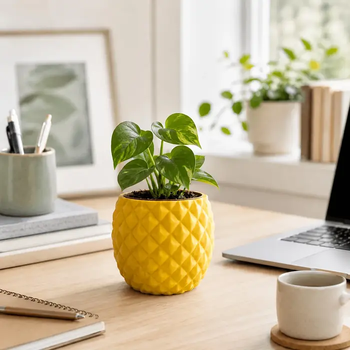 Ensemble de 3/1 pièces de pots à fleurs créatifs en forme d'ananas (pot non inclus) – Mini pot de plantes géométrique, style tropical estival populaire, décoration de bureau, ornement amusant anti-str