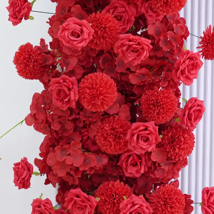 C8887 Appassion rouge Rose Pompon Arrangement Floral KT conseil Photo toile de fond idées passerelle fleur mariage fête d'anniversaire fournitures