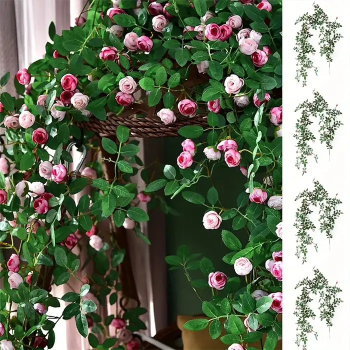 Guirlande de roses artificielles réalistes pour la maison