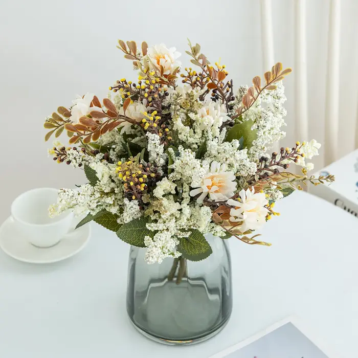Fleurs Artificielles Chrysanthème Herbe à Bulles DIY Saint-Valentin Fête Maison Chambre Extérieur Jardin Décoration Mariage Bouquet de Mariée Cadeaux