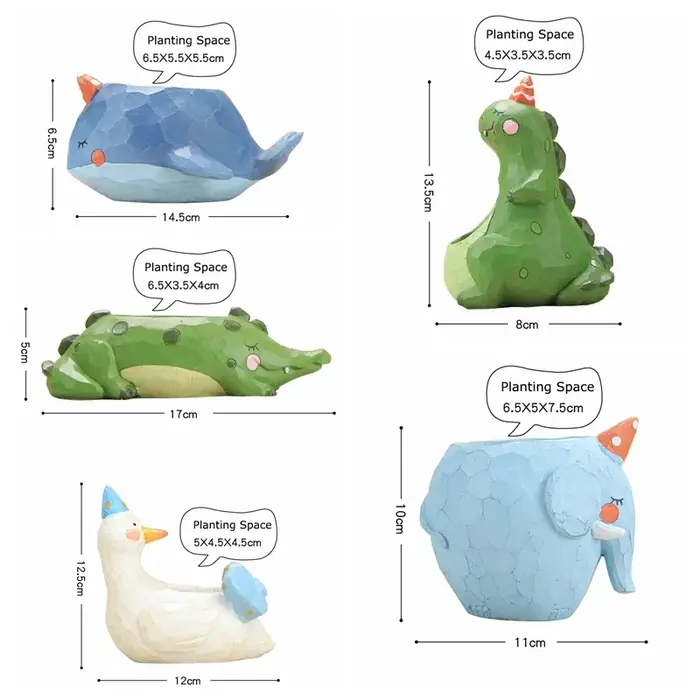 Pots de fleurs d'animaux mignons pour plantes succulentes