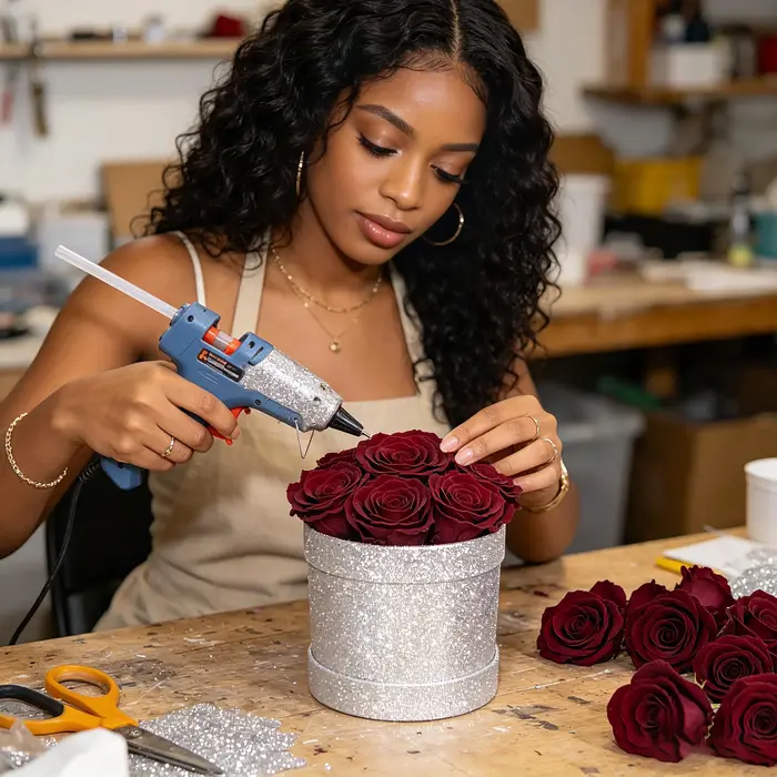 Tête de Rose naturelle préservée de qualité B 5-6cm