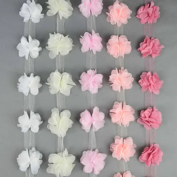 Fleurs en mousseline de soie 3D