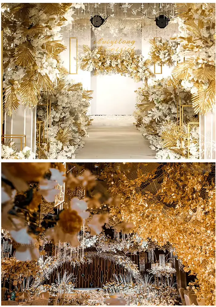 Matériaux d'arrangement de fleurs artificielles série dorée