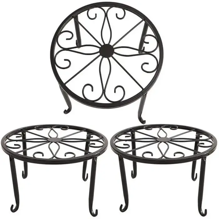Supports de plantes en fer avec soucoupe