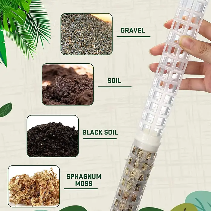 Bâton d'escalade pour plantes, support de plante, cadre en treillis, colonne de mousse de sphaigne d