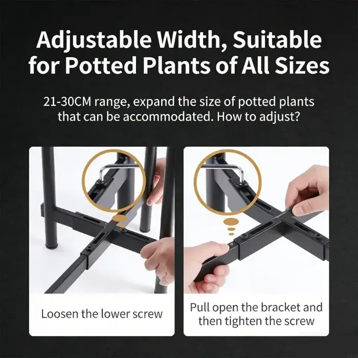Support plante en métal réglable extensible